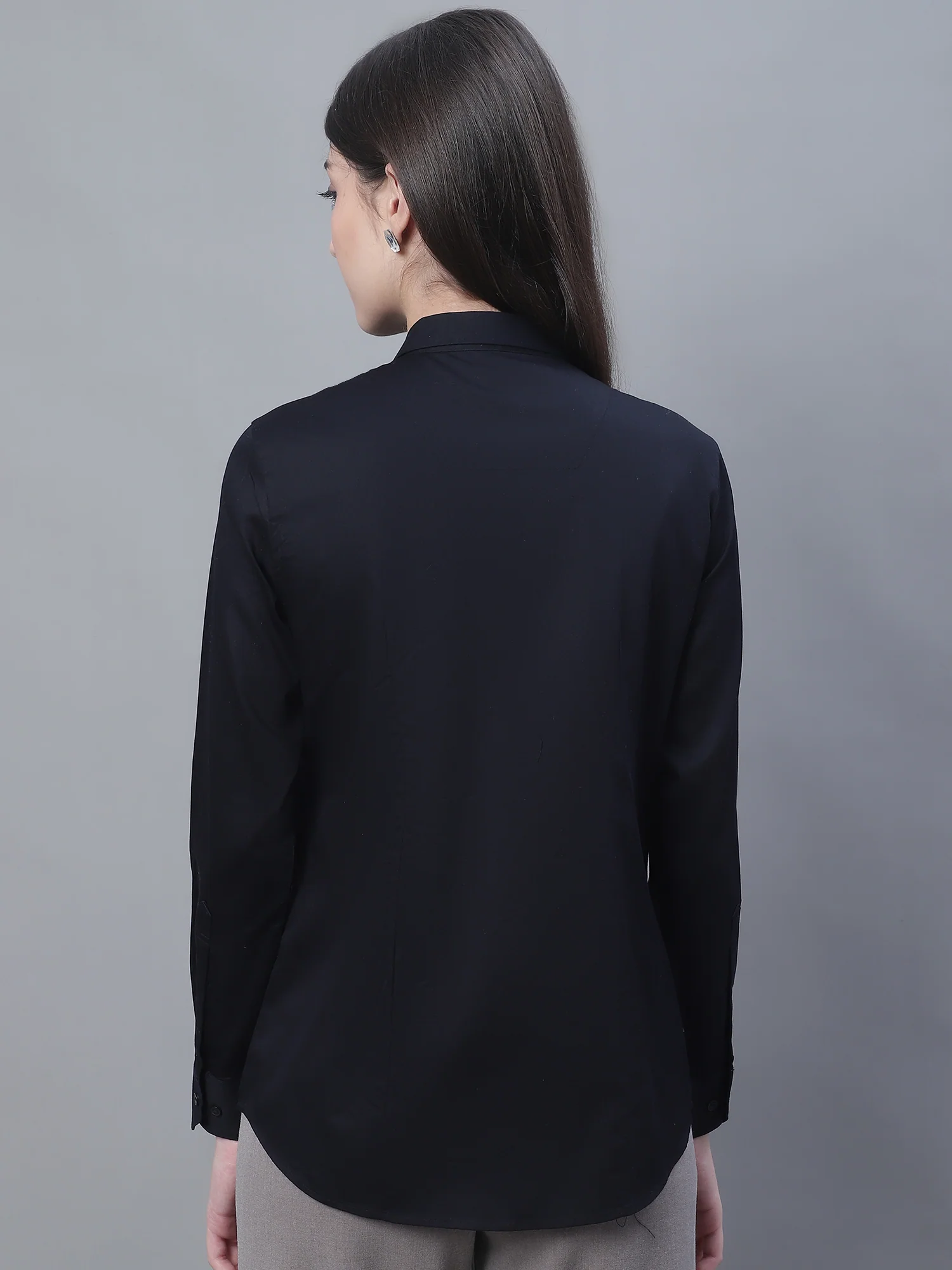 Women’s Black Full Sleeve Formal Shirt | Cantabil - Image 2