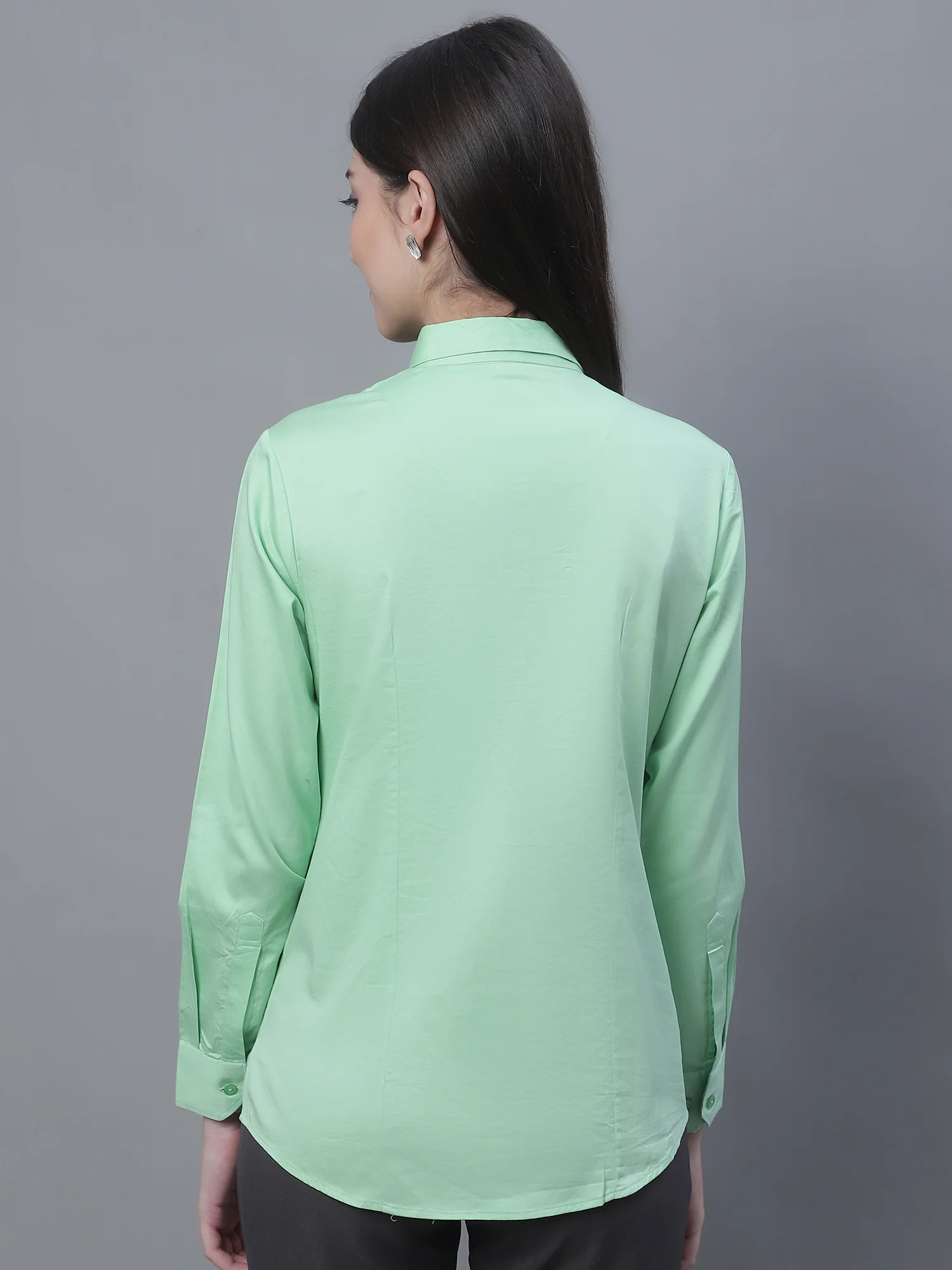 Women’s Green Full Sleeve Formal Shirt | Cantabil - Image 2