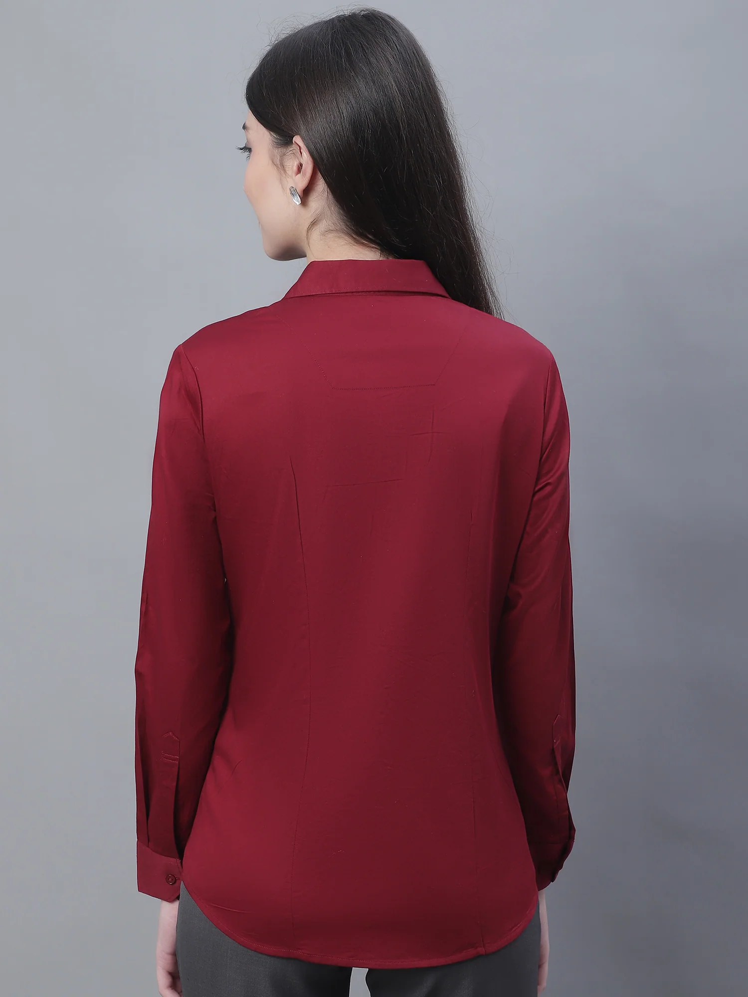 Women’s Maroon Full Sleeve Formal Shirt | Cantabil - Image 2