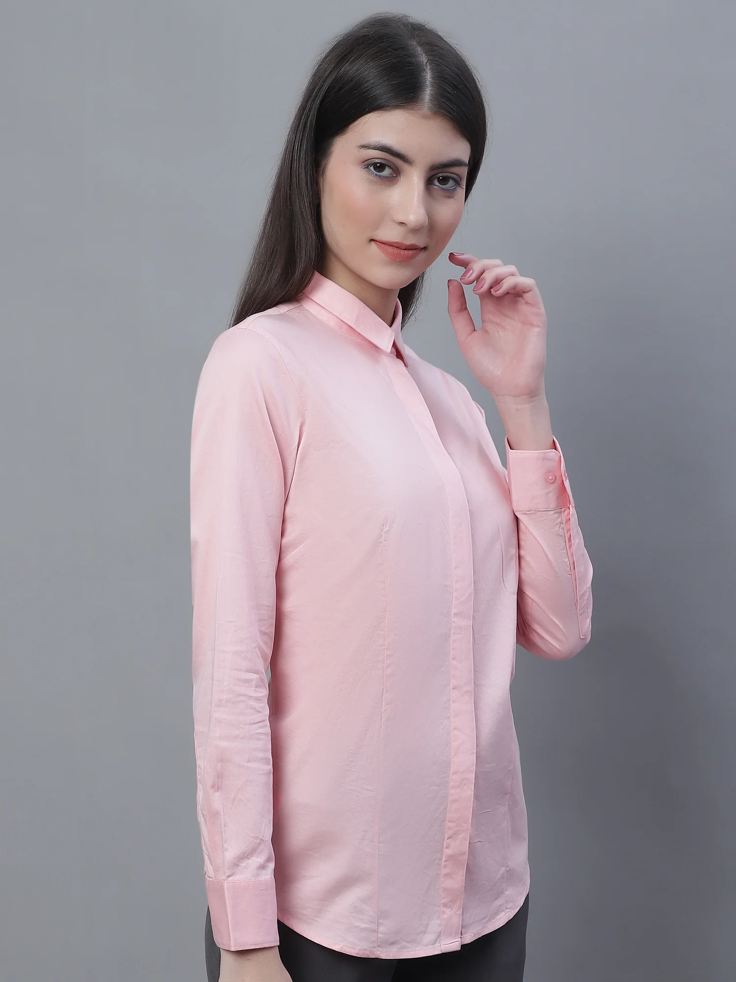 Women’s Pink Full Sleeve Formal Shirt | Cantabil - Image 4