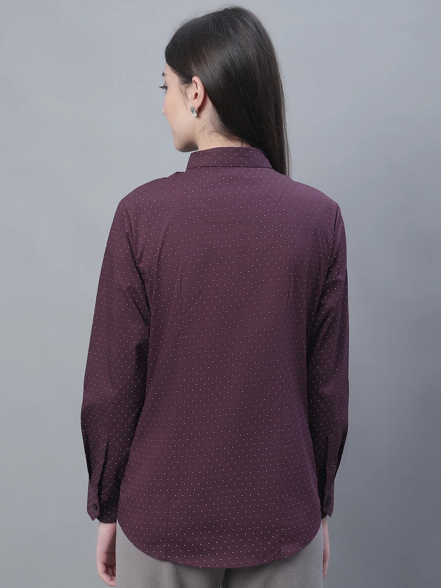 Women’s Wine Full Sleeve Formal Shirt | Cantabil - Image 2