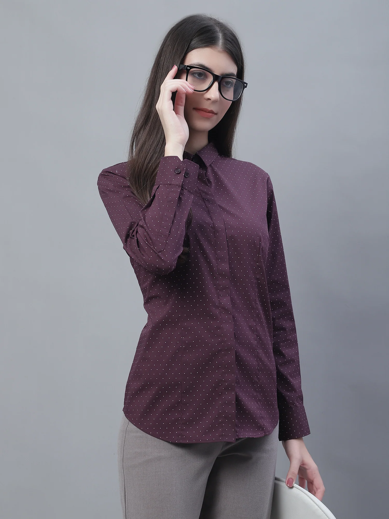 Women’s Wine Full Sleeve Formal Shirt | Cantabil - Image 6