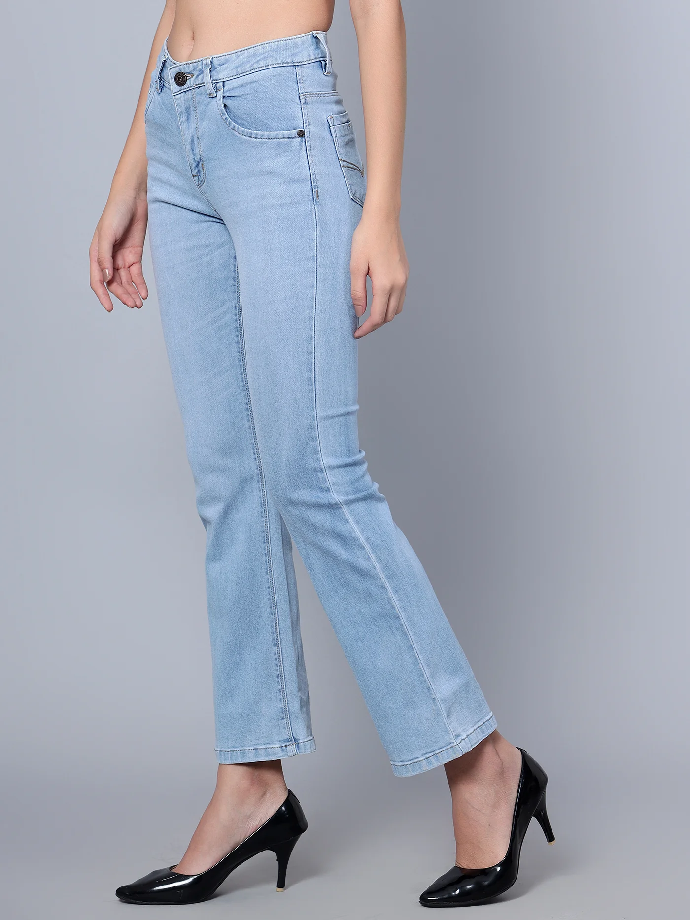 Women's Casual Slim Fit Light Mercerised Blue Heavy Fade Mid rise Jeans - Image 2