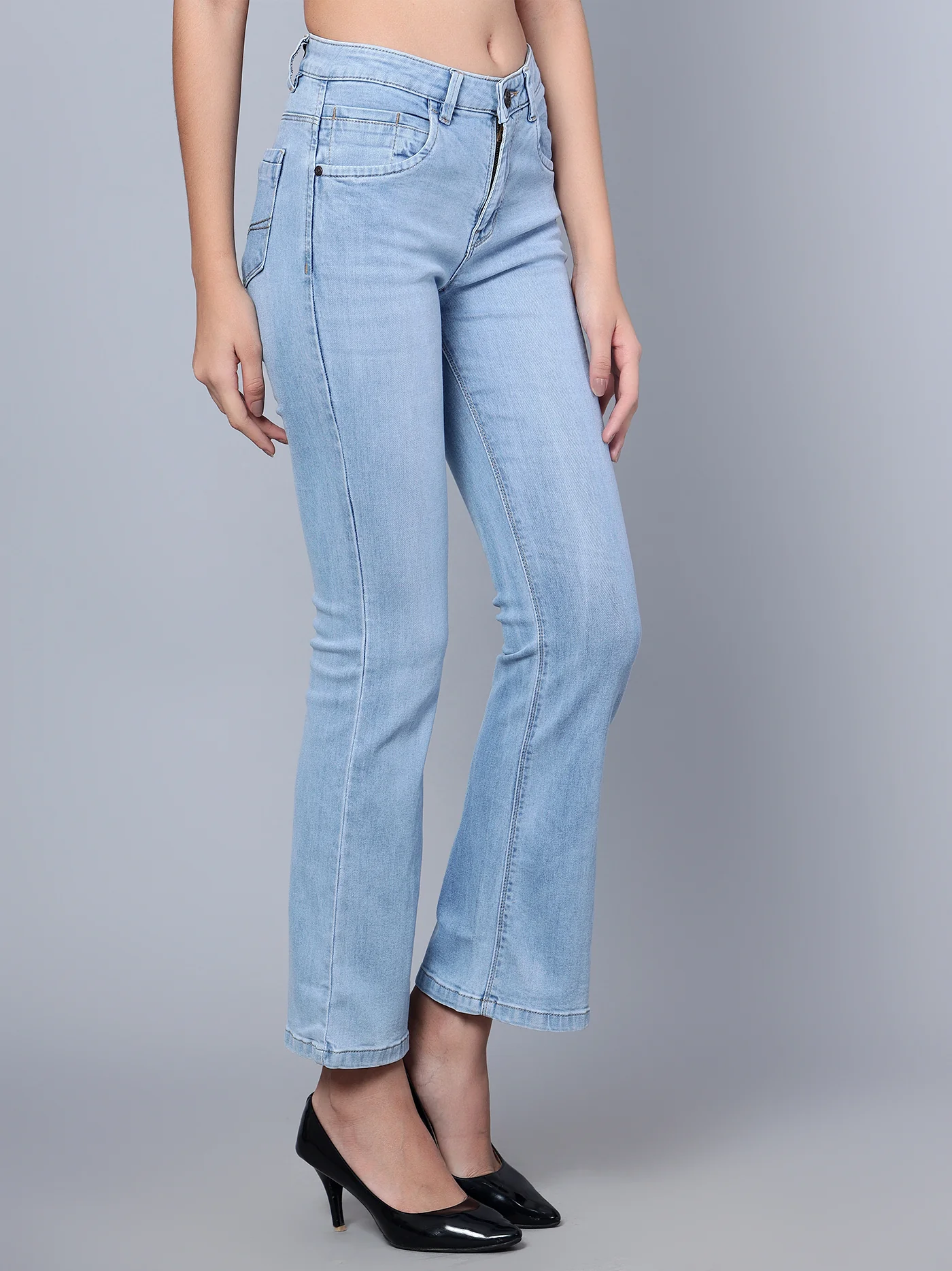 Women's Casual Slim Fit Light Mercerised Blue Heavy Fade Mid rise Jeans - Image 3