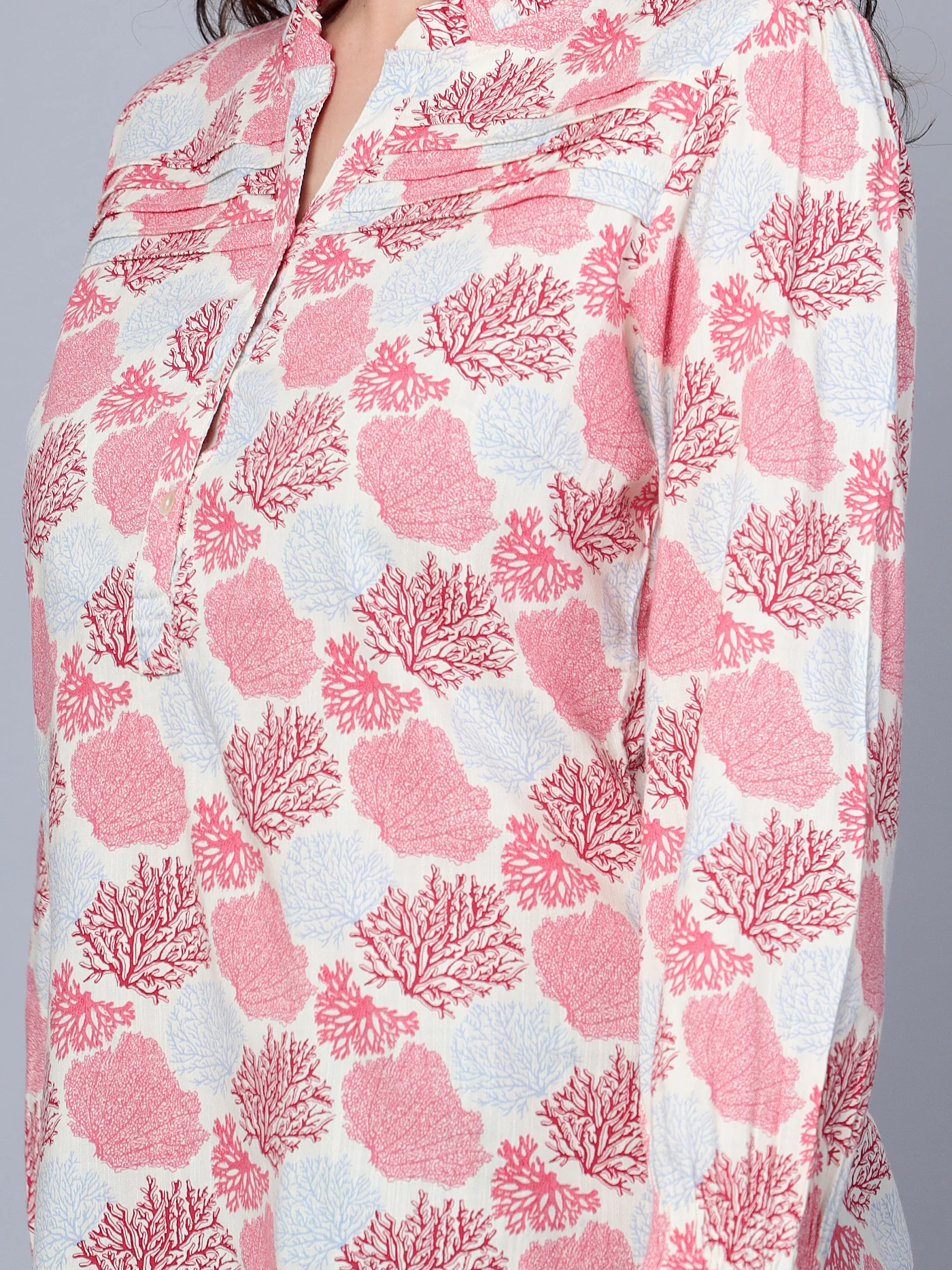 Women's Casual  Multi Color Floral Print Mandarin Collar Top - Image 5