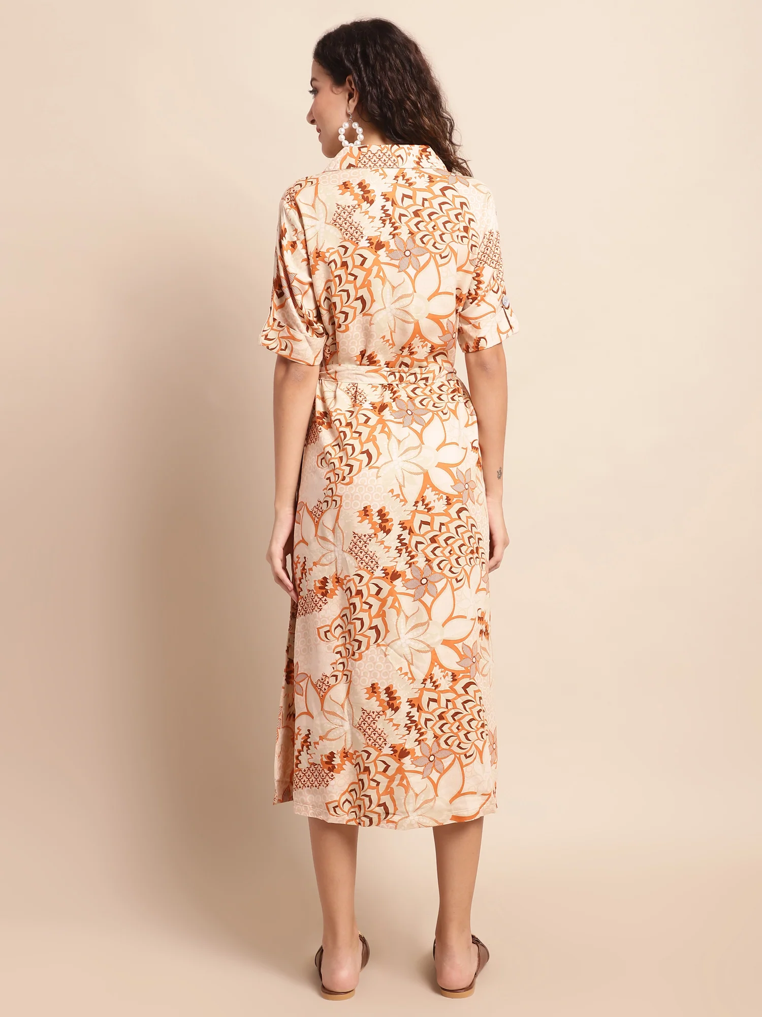 Women's Casual Shirt collar Multi Color Floral Print Shirt Dress - Image 2
