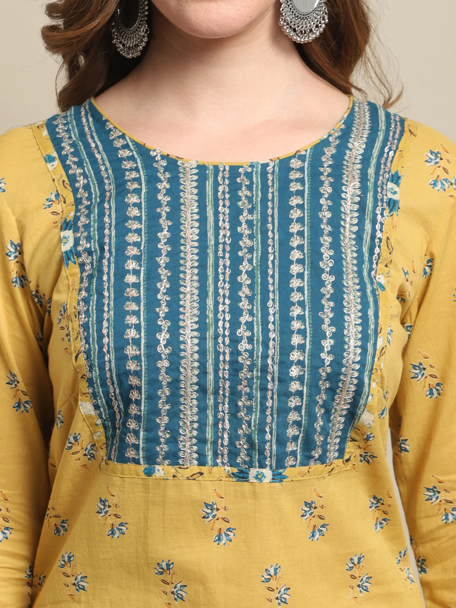 Women's Casual  Mustard Printed & Embroidered  Palazzo Set - Image 6
