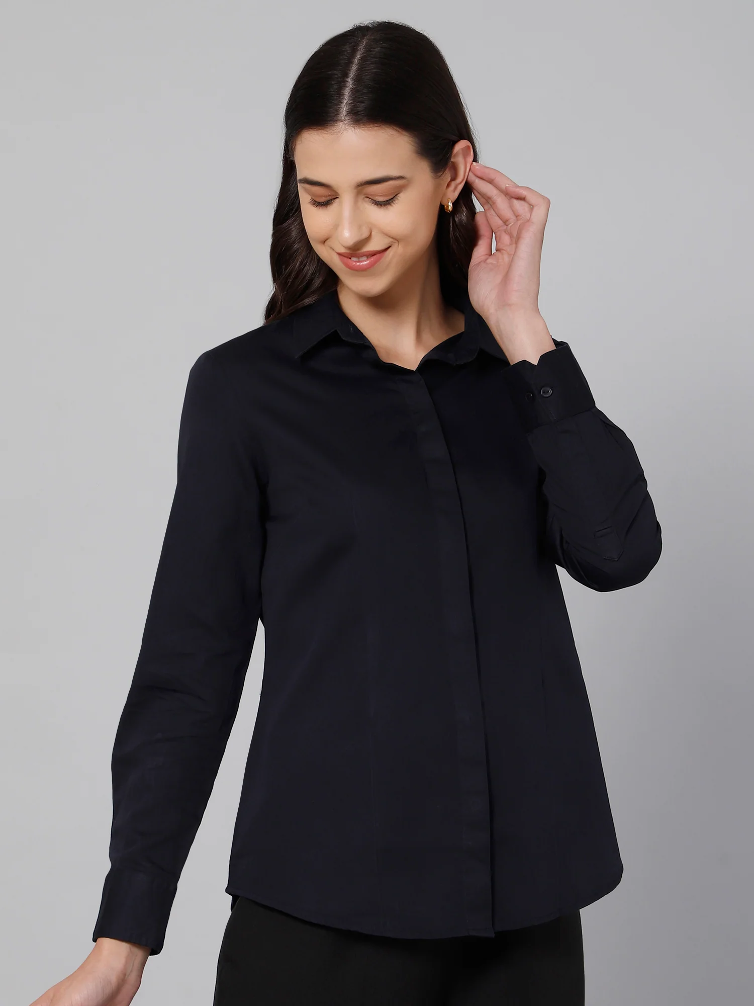 Cantabil Women’s Navy Formal Shirt | Smart Office Wear - Image 2
