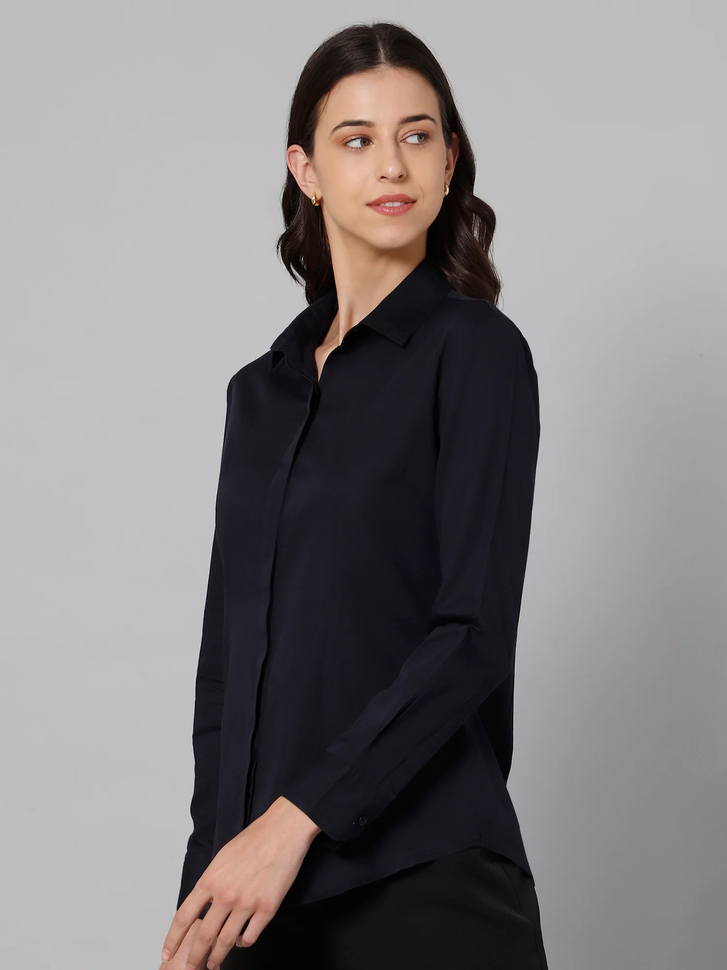 Cantabil Women’s Navy Formal Shirt | Smart Office Wear - Image 3