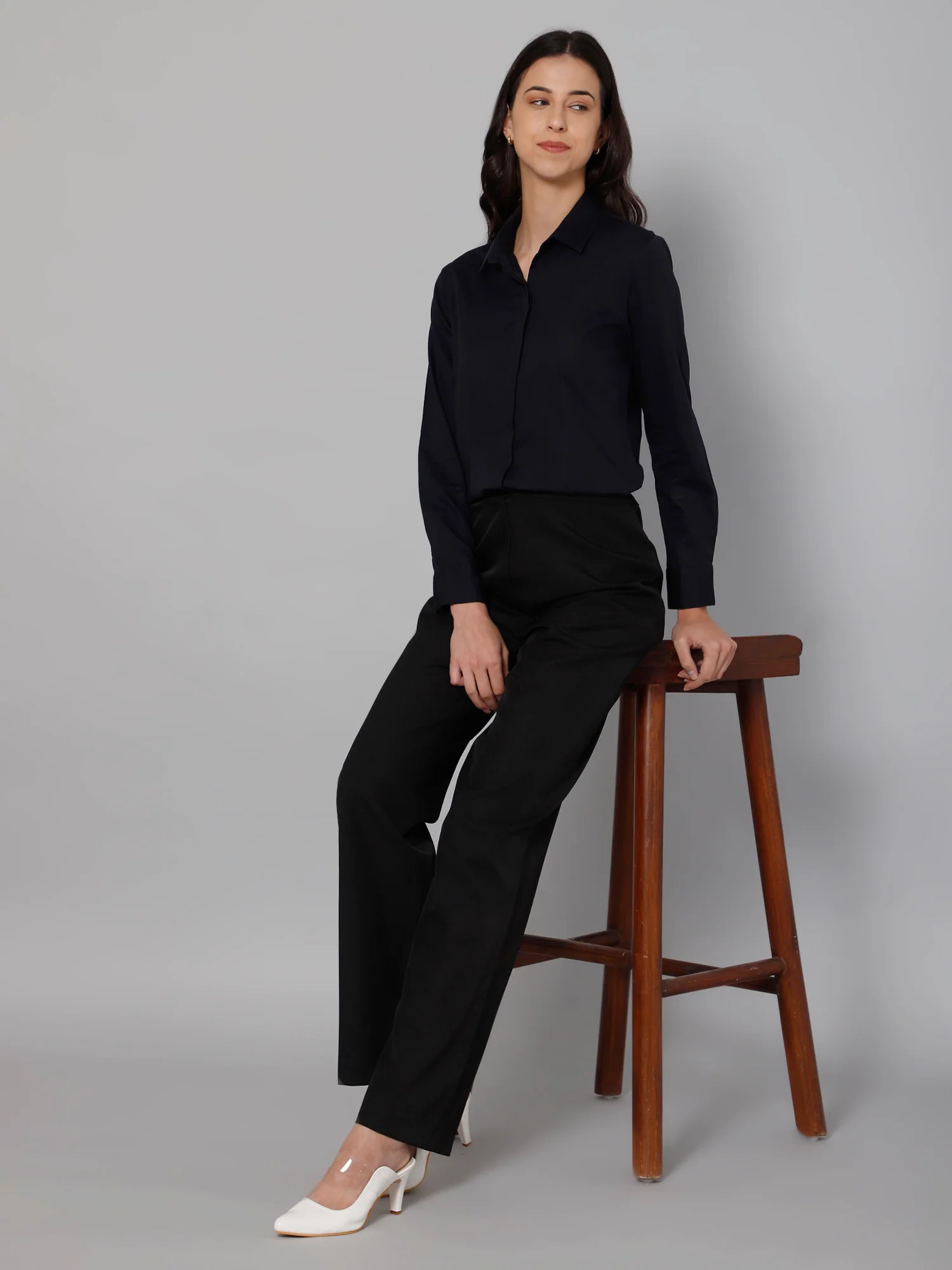 Cantabil Women’s Navy Formal Shirt | Smart Office Wear - Image 5