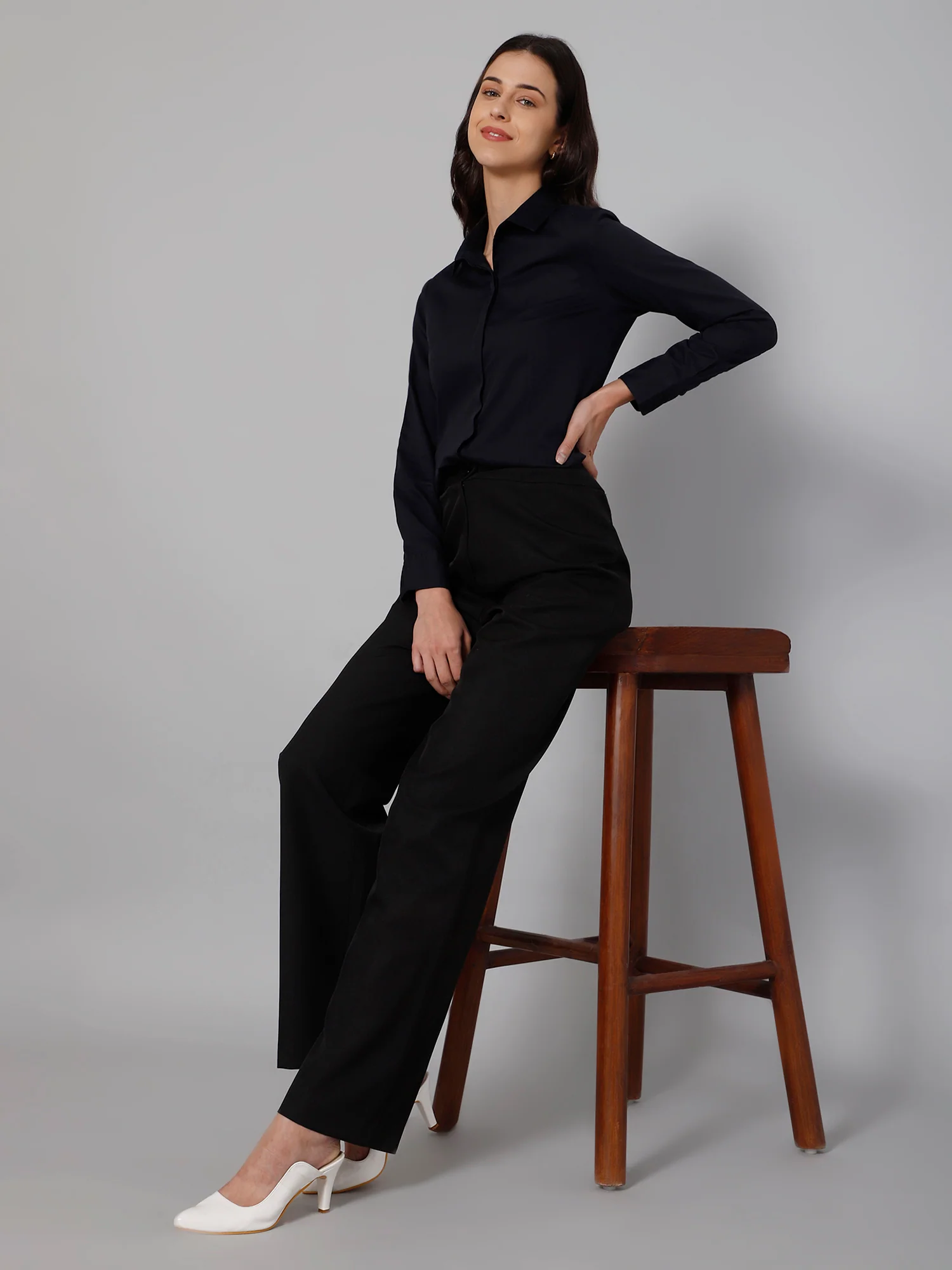 Cantabil Women’s Navy Formal Shirt | Smart Office Wear - Image 6