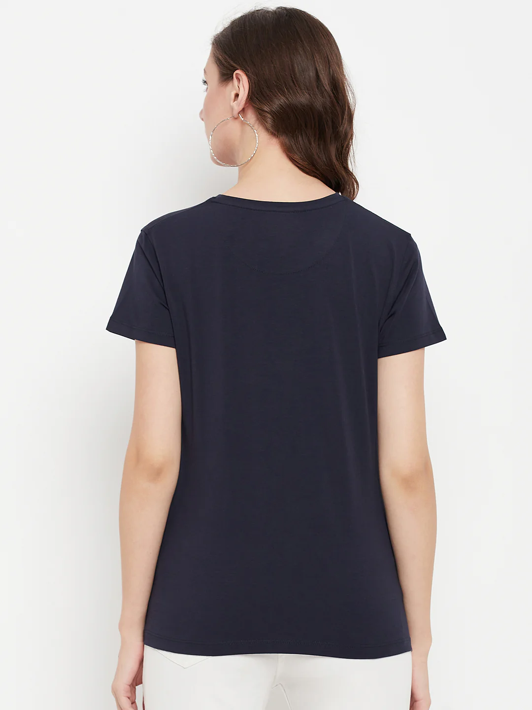 Women's Casual Regular Short Sleeve Navy Blue Round neck Graphic print T-Shirt - Image 5