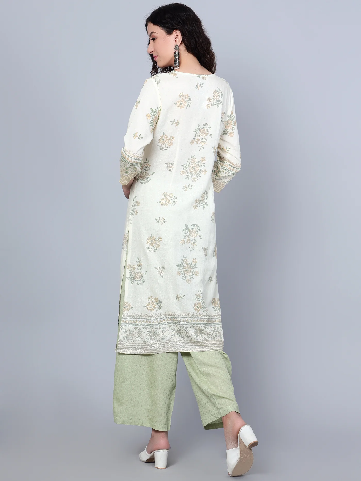 Women's Casual Offwhite Printed Palazzo Set - Image 4
