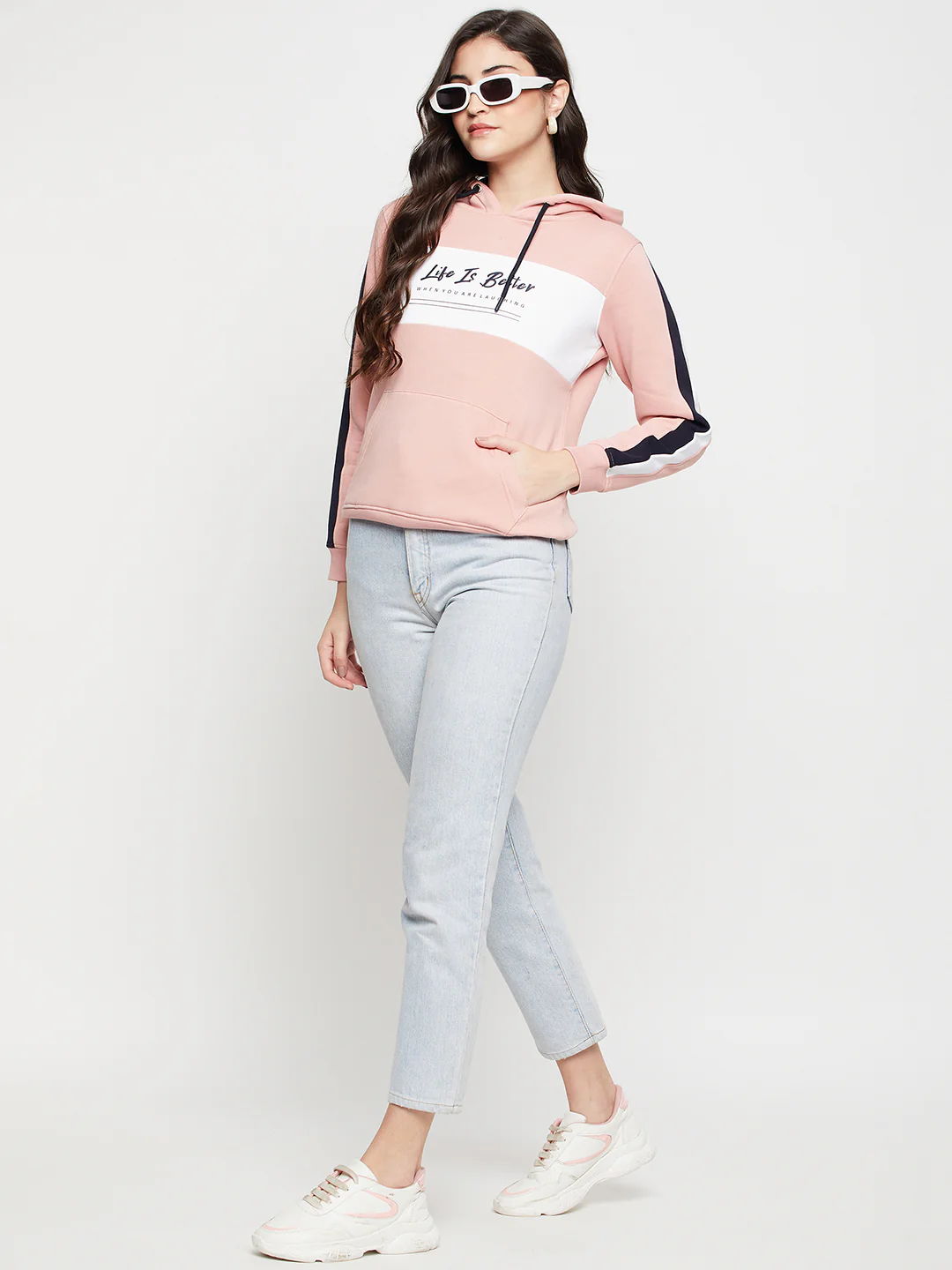 Women's Casual  Pink Regular Full Sleeve Pullover Hoodie Sweatshirt - Image 2