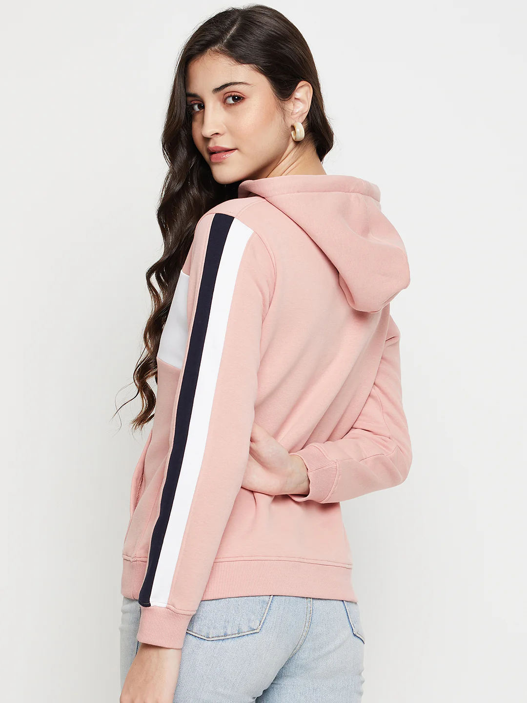 Women's Casual  Pink Regular Full Sleeve Pullover Hoodie Sweatshirt - Image 5