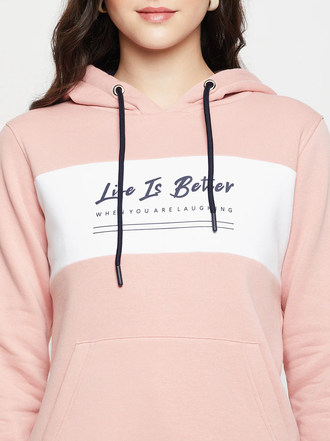 Women's Casual  Pink Regular Full Sleeve Pullover Hoodie Sweatshirt - Image 6