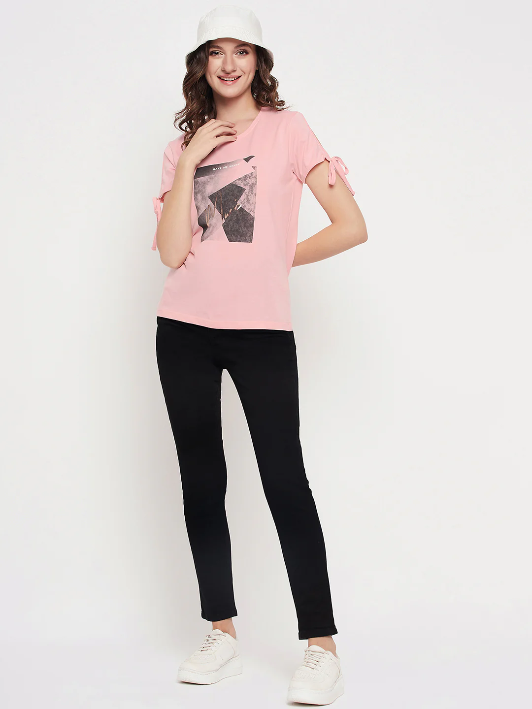 Women's Casual Regular Short Sleeve Pink Round neck Graphic Print T-Shirt - Image 2