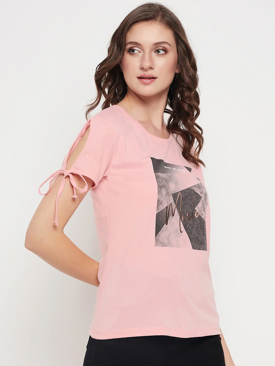 Women's Casual Regular Short Sleeve Pink Round neck Graphic Print T-Shirt - Image 4