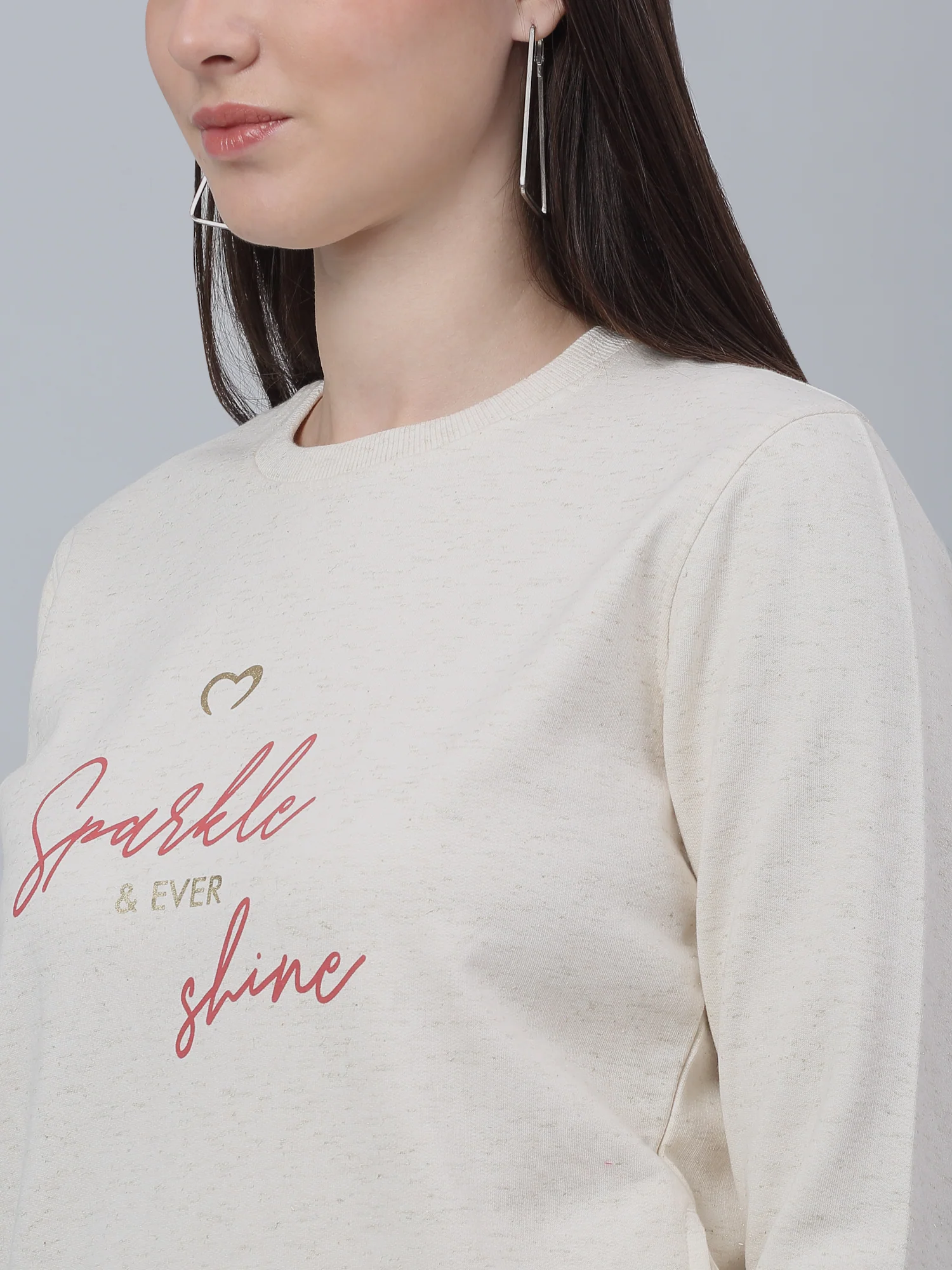 Women's Casual  Beige Regular Full Sleeve Pullover Sweatshirt - Image 4