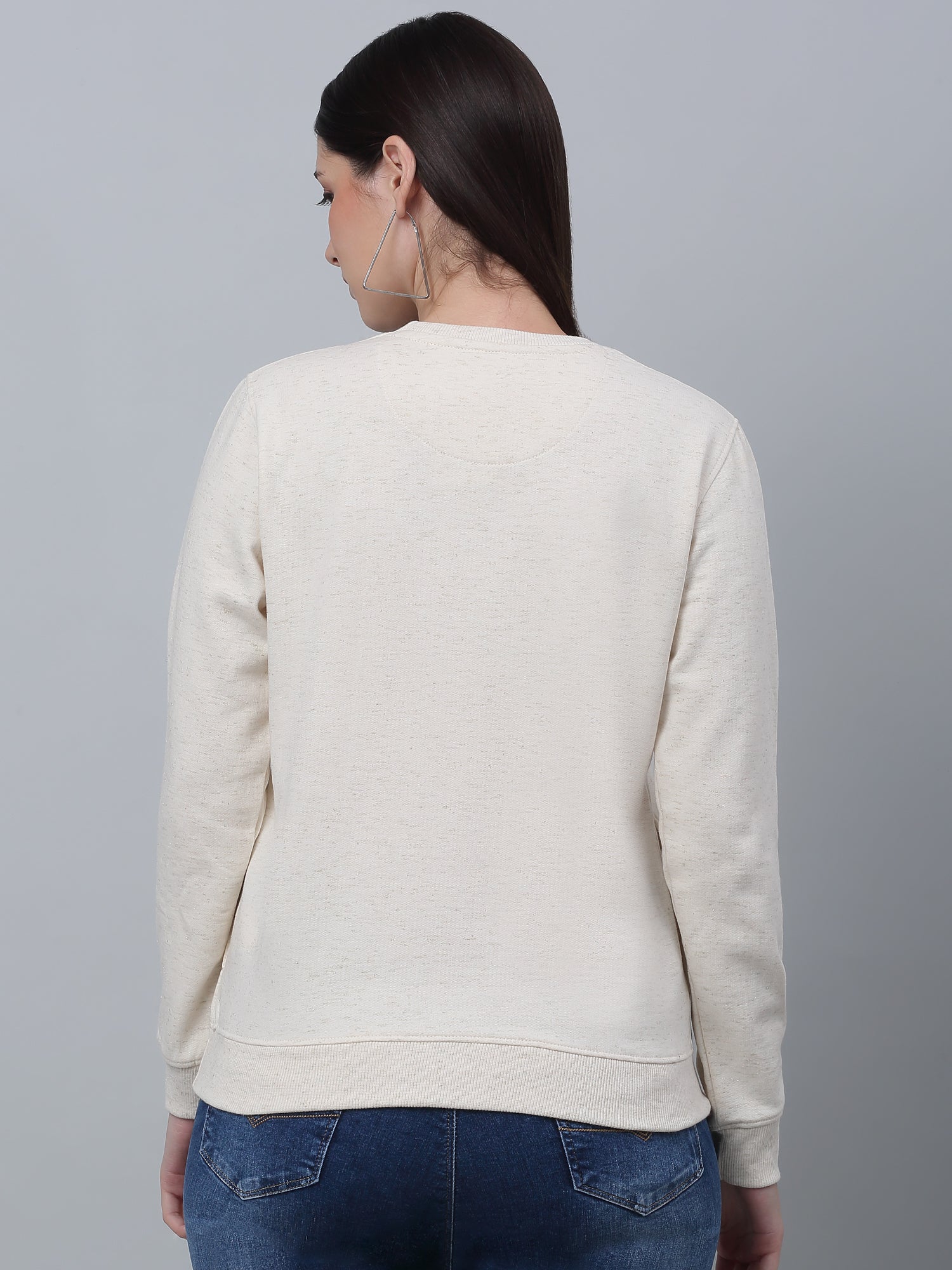 Women's Casual  Beige Regular Full Sleeve Pullover Sweatshirt - Image 5