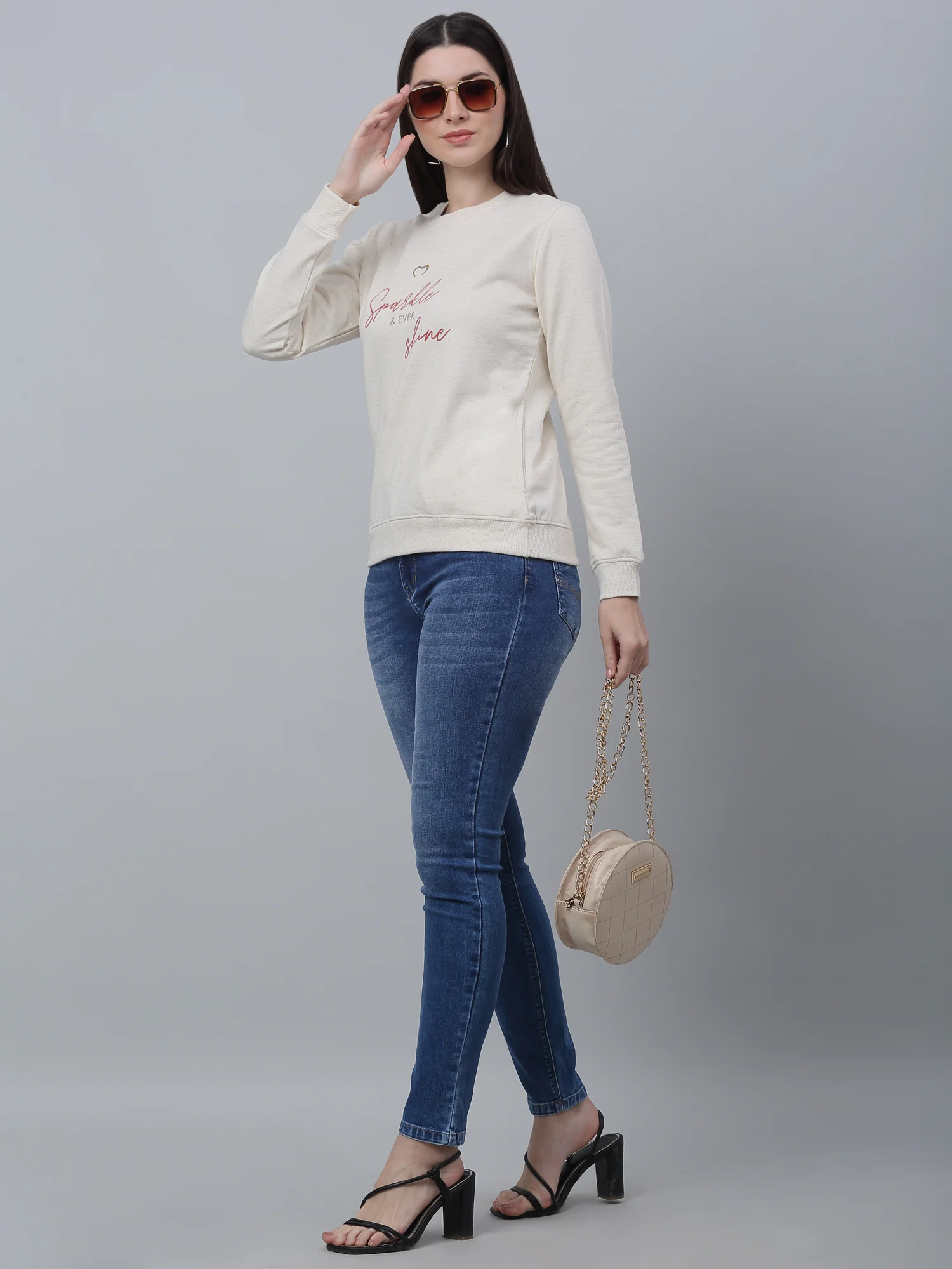 Women's Casual  Beige Regular Full Sleeve Pullover Sweatshirt - Image 6
