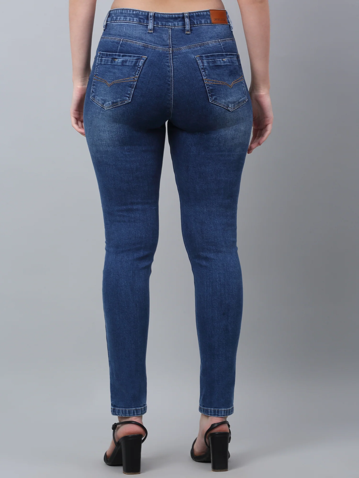 Women's Casual Skinny Fit Medium Mercerised Blue Medium Fade Mid rise Jeans - Image 4