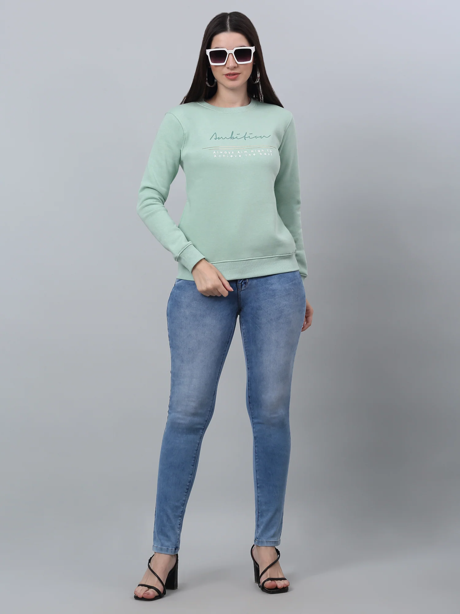 Women's Casual Skinny Fit Light Blue Heavy Fade Mid rise Jeans - Image 6