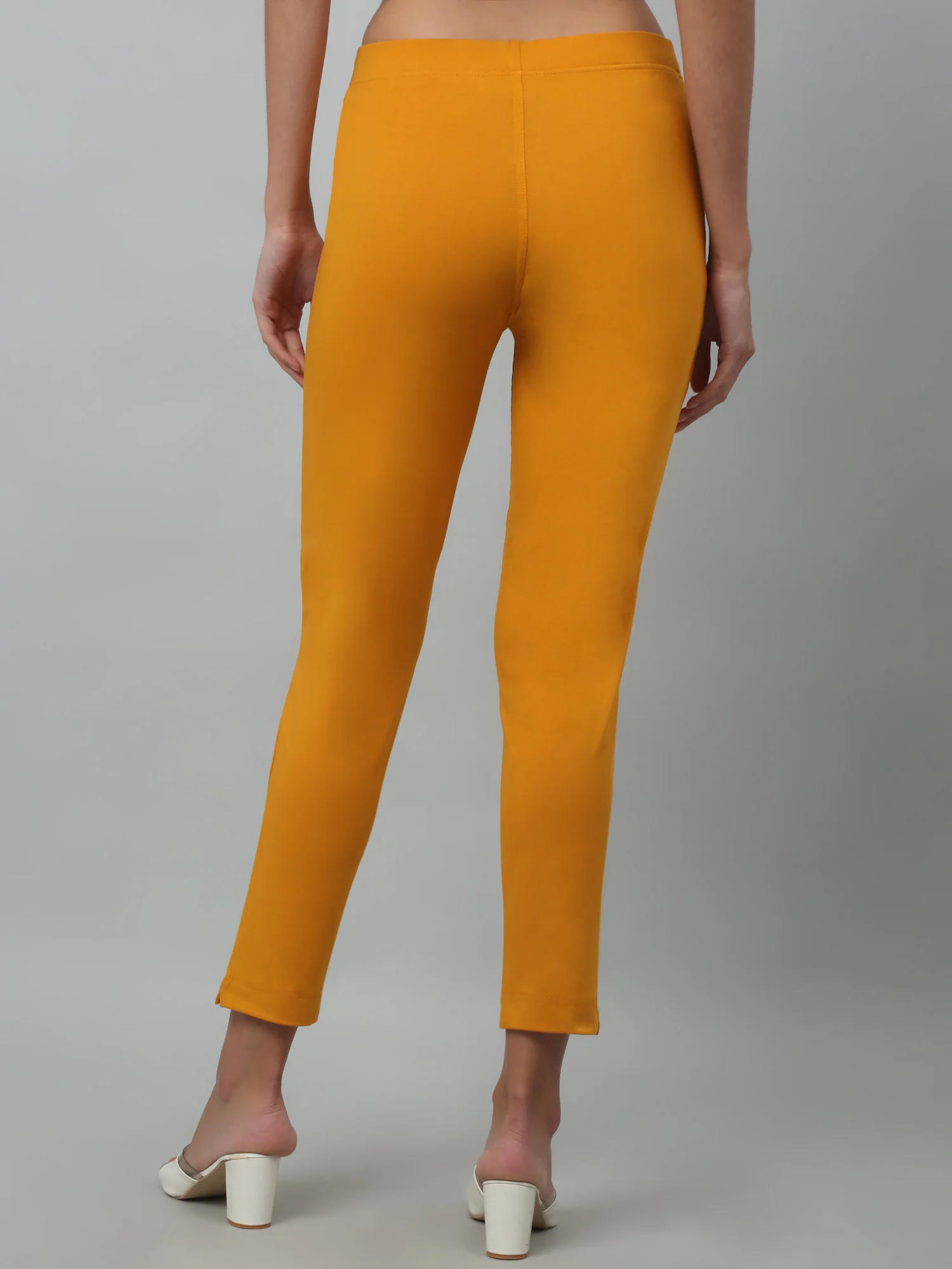 Women's Basic Regular Fit Mustard Flat Front Mid rise Kurti Pant - Image 4