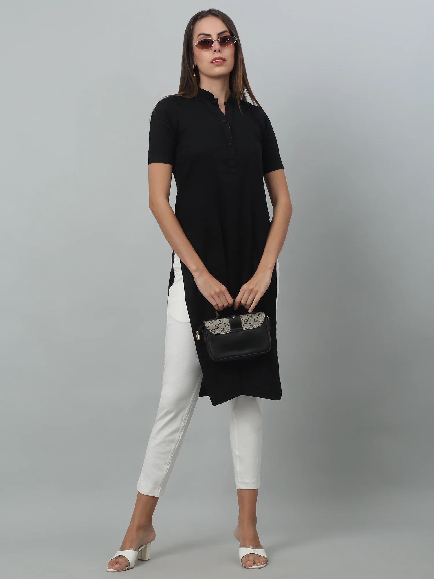 Women's Basic Regular Fit Offwhite Flat Front Mid rise Kurti Pant - Image 5