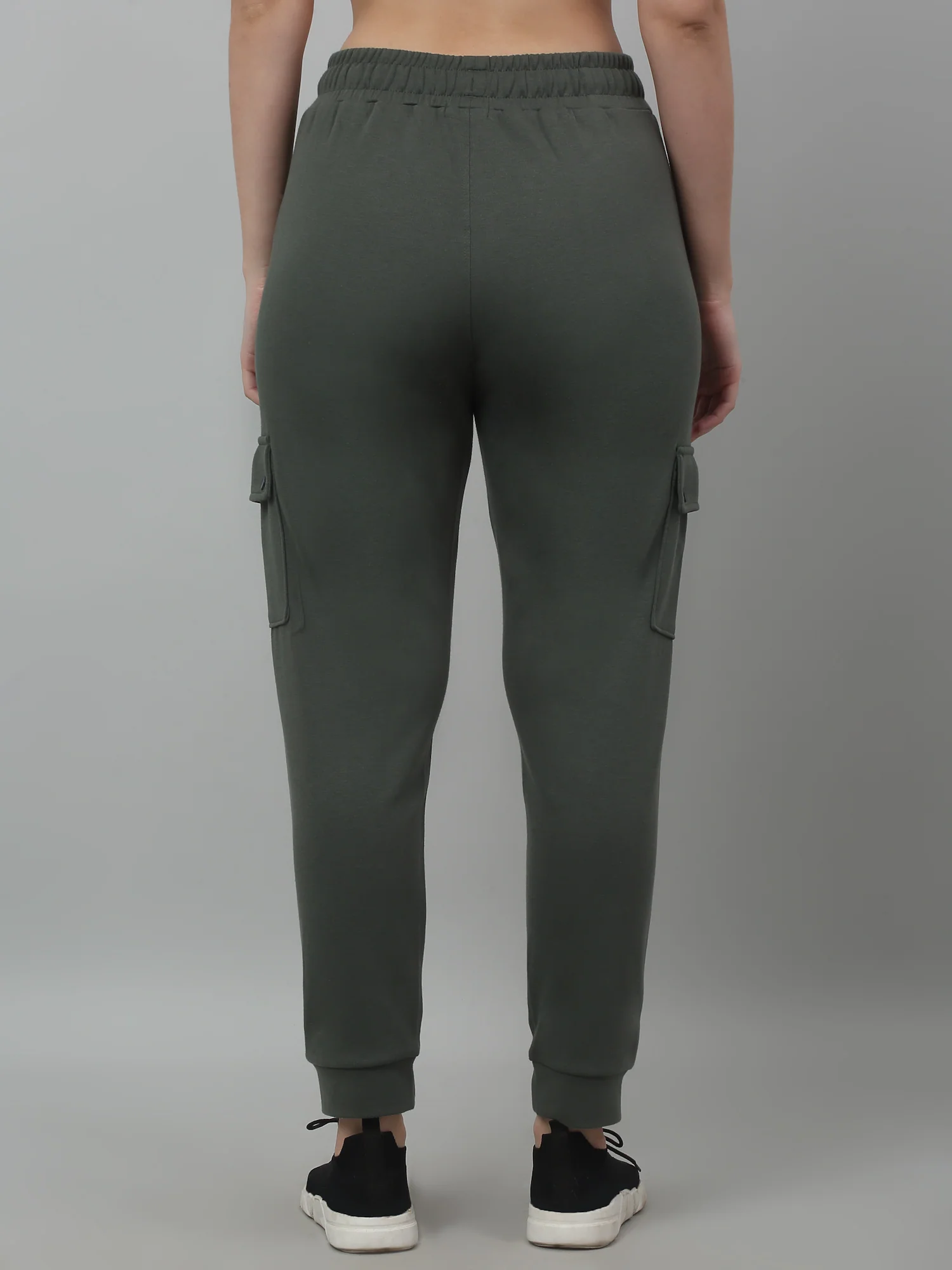 Women's Casual  Olive Green Ankle length Mid rise Jogger Pants - Image 4