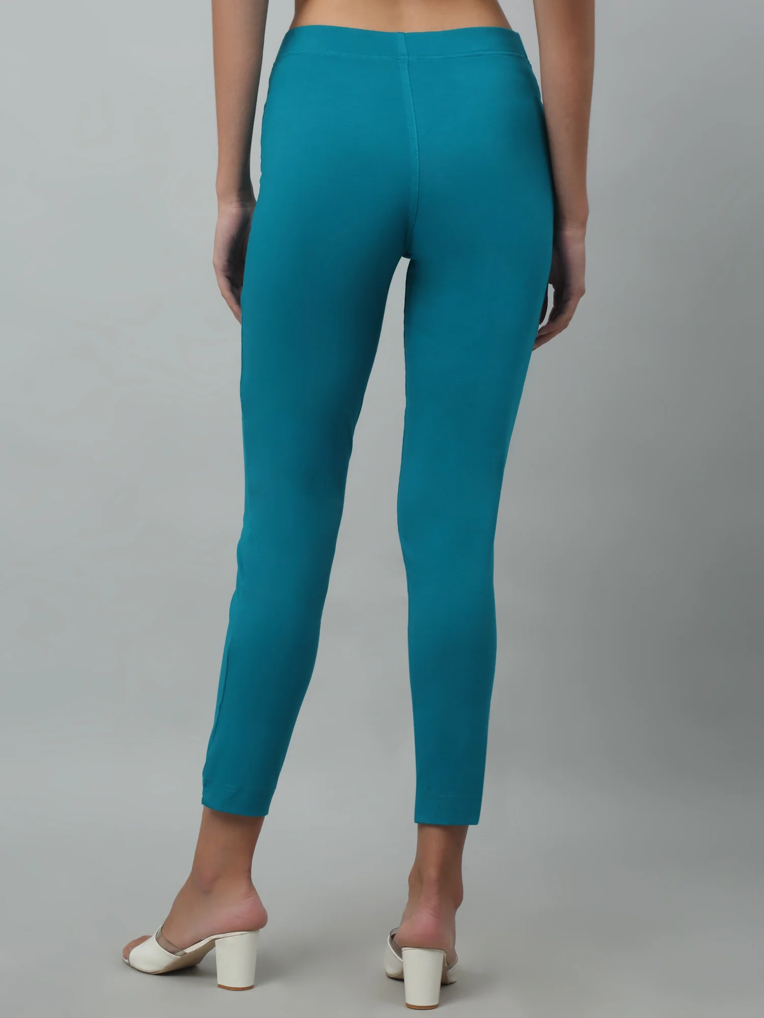Women's Basic Regular Fit Seagreen Flat Front Mid rise Kurti Pant - Image 4