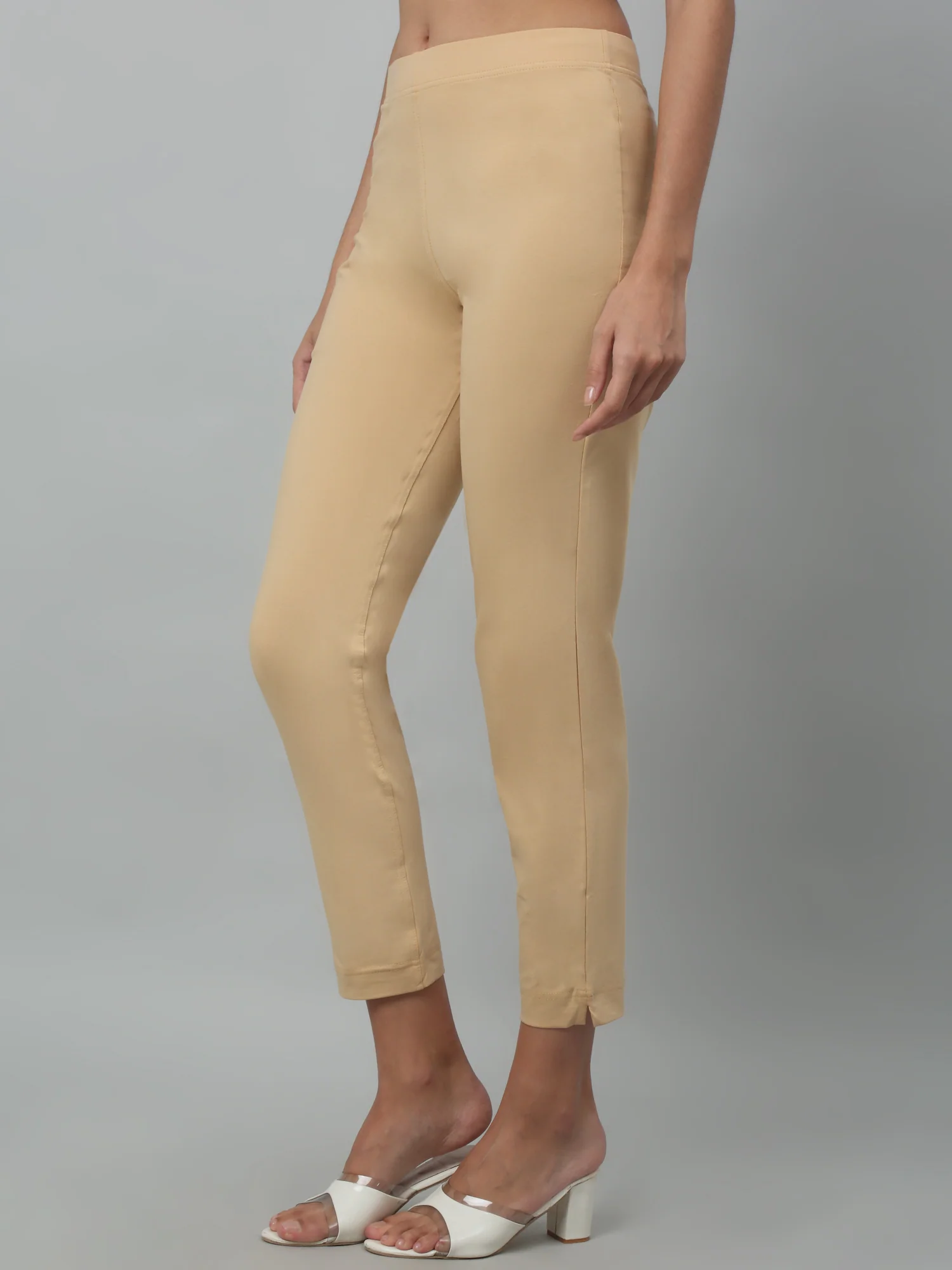Women's Basic Regular Fit Skin Flat Front Mid rise Kurti Pant - Image 3