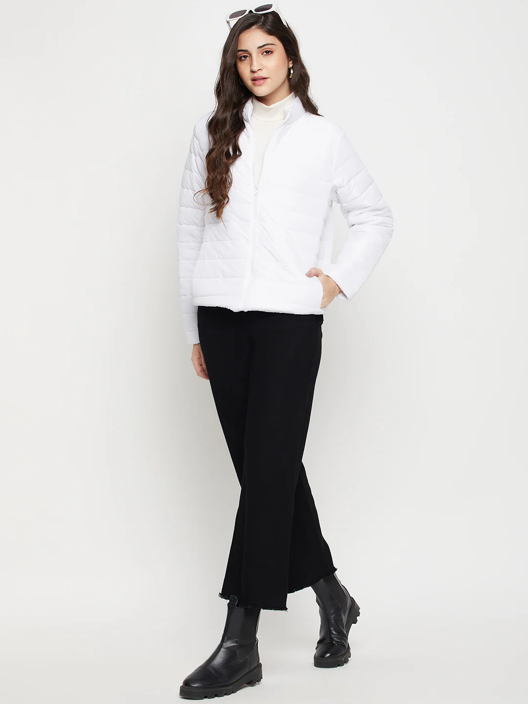 Women's Casual  White Quilted  Jacket - Image 2