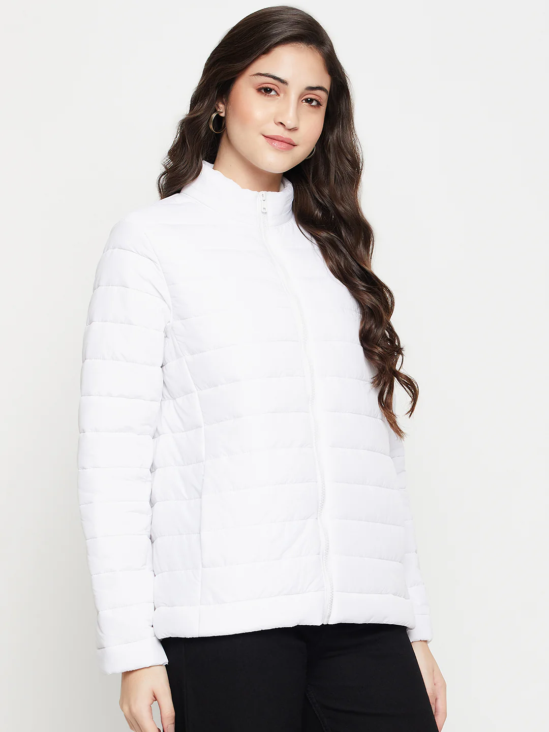 Women's Casual  White Quilted  Jacket - Image 4