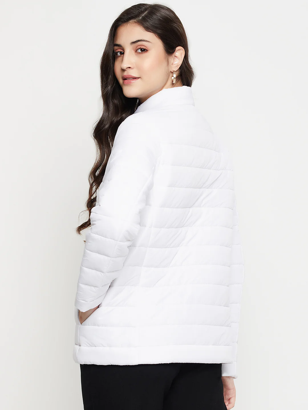 Women's Casual  White Quilted  Jacket - Image 5