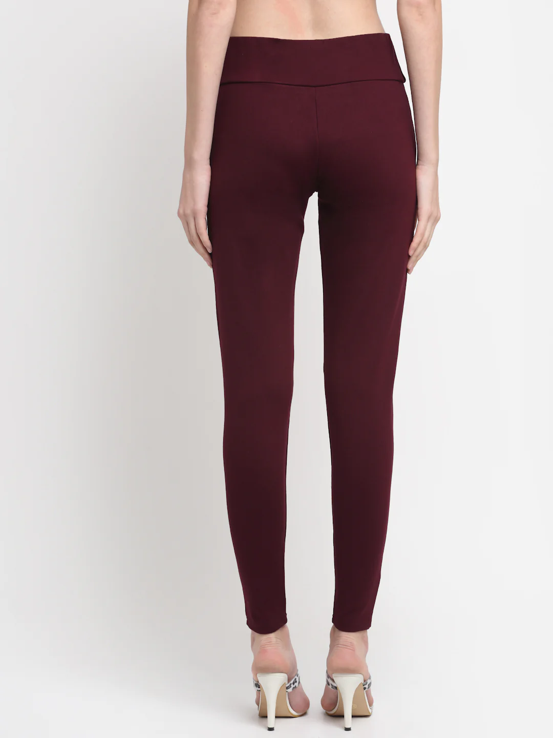 Women's  Broad waistband Wine  High rise Jeggings - Image 3