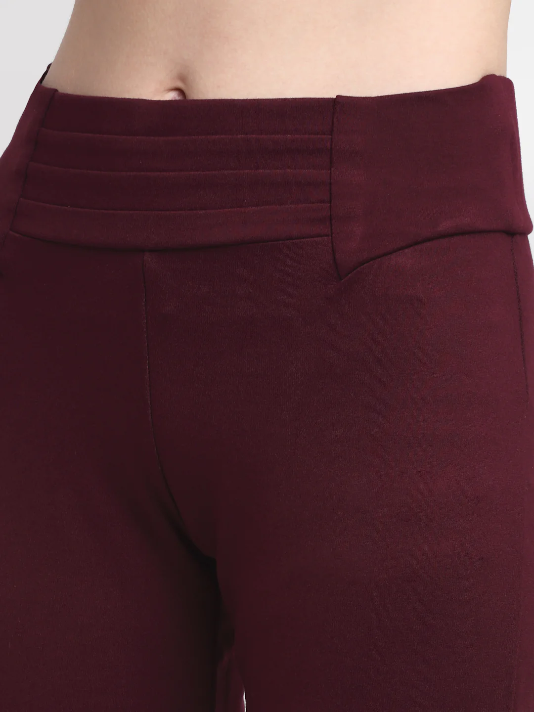 Women's  Broad waistband Wine  High rise Jeggings - Image 5
