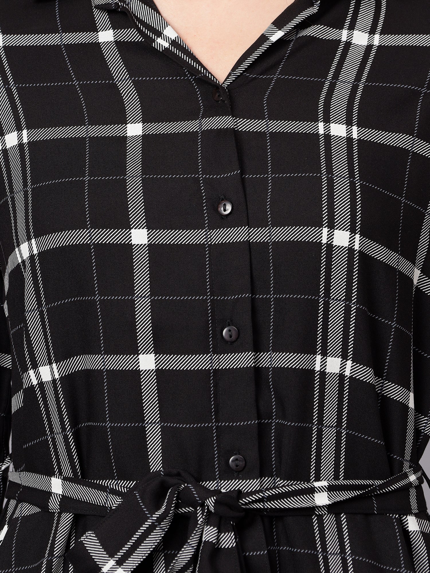 Women's Black Checkered Full Sleeves Tunic - Image 5