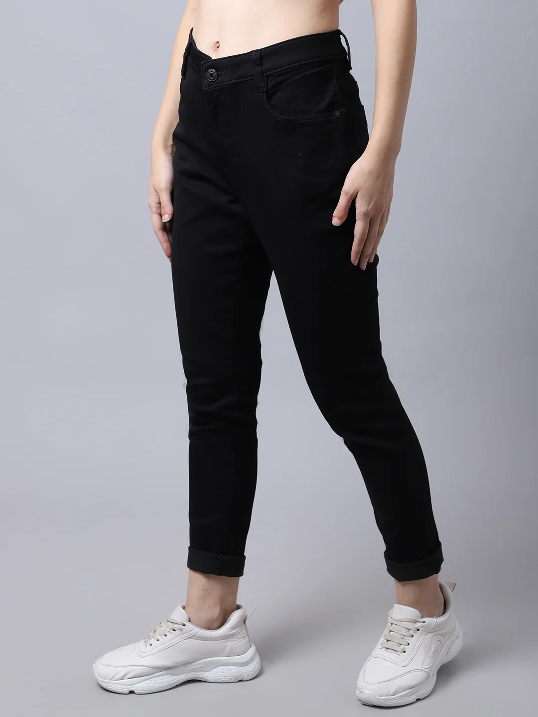 Women's Casual Skinny Fit Black No Fade Mid rise Jeans - Image 3