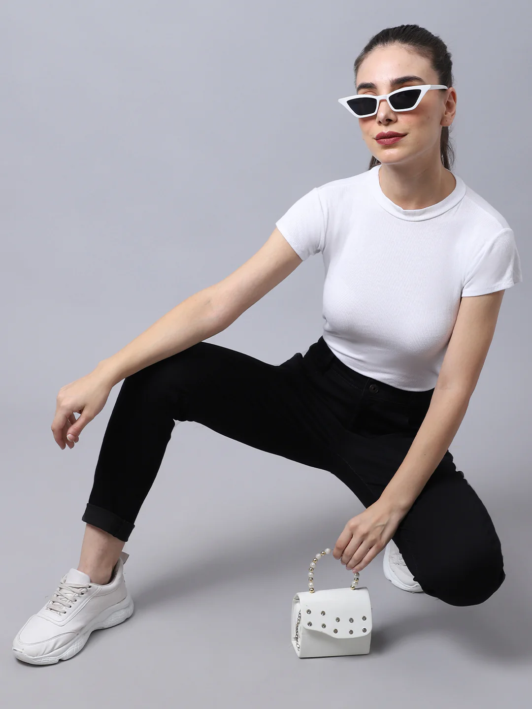 Women's Casual Skinny Fit Black No Fade Mid rise Jeans - Image 5