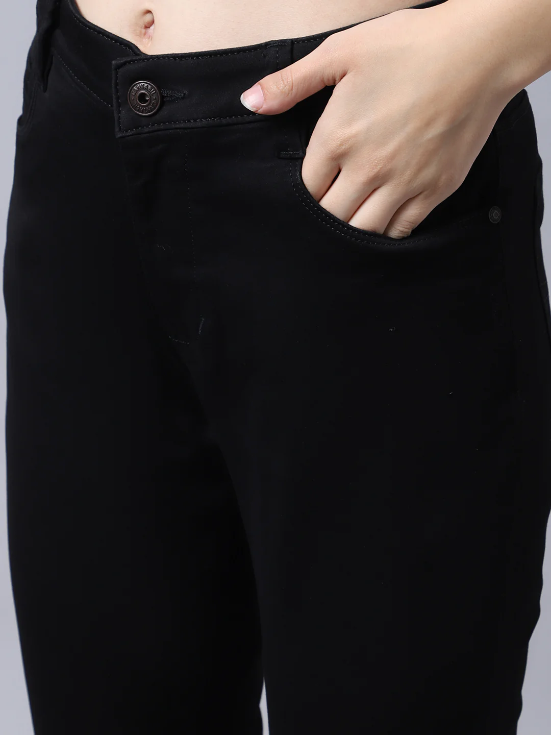 Women's Casual Skinny Fit Black No Fade Mid rise Jeans - Image 6