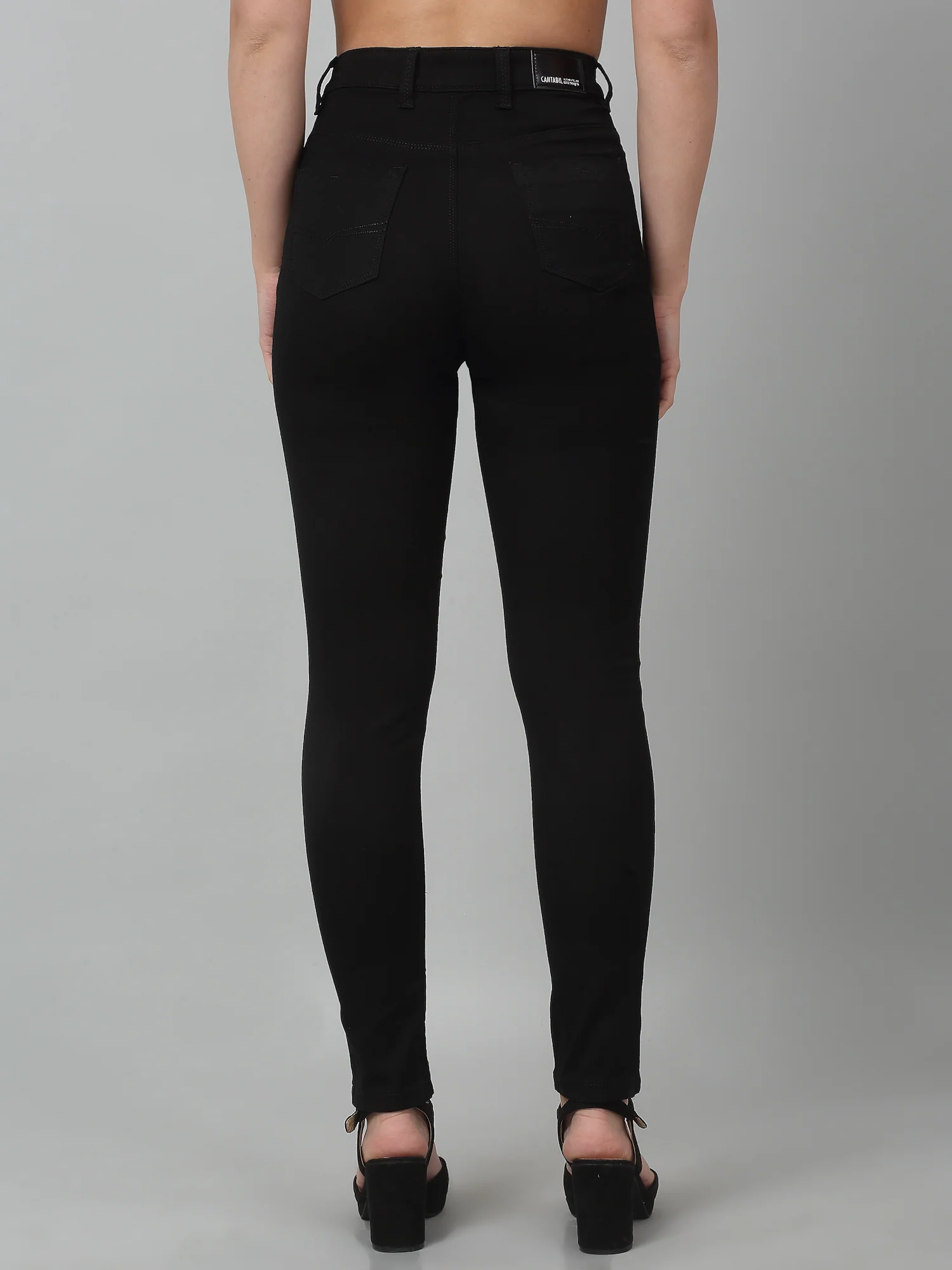 Women's Casual Skinny Fit Black No Fade Mid rise Jeans - Image 2
