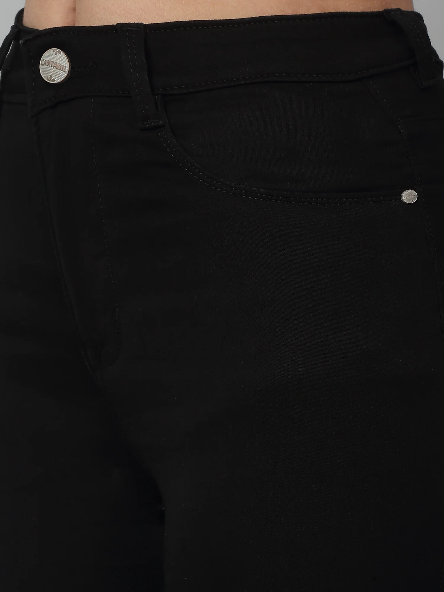 Women's Casual Skinny Fit Black No Fade Mid rise Jeans - Image 5