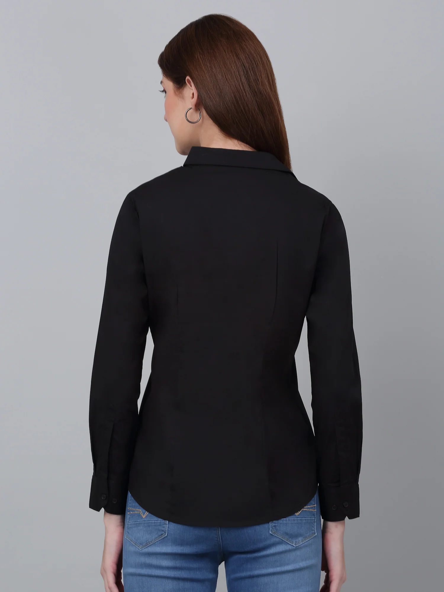 Women’s Black Solid Formal Shirt | Office Wear Essential - Image 2
