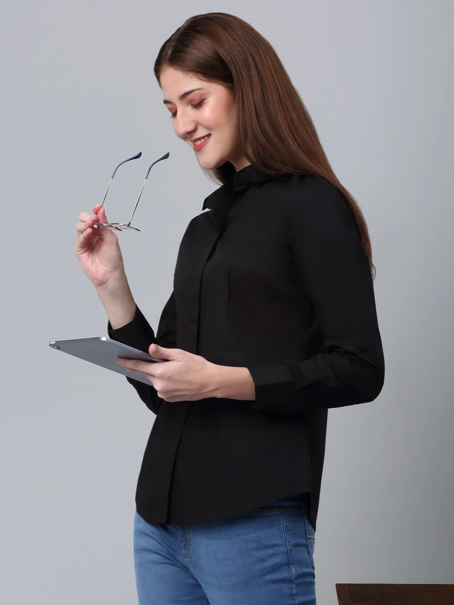 Women’s Black Solid Formal Shirt | Office Wear Essential - Image 6