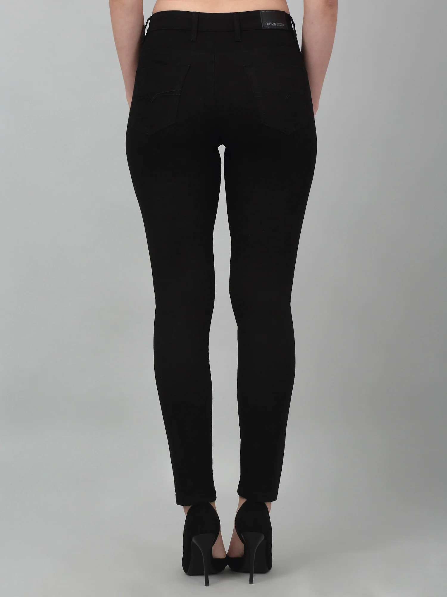 Women's Casual Skinny Fit Black No Fade Mid rise Jeans - Image 2