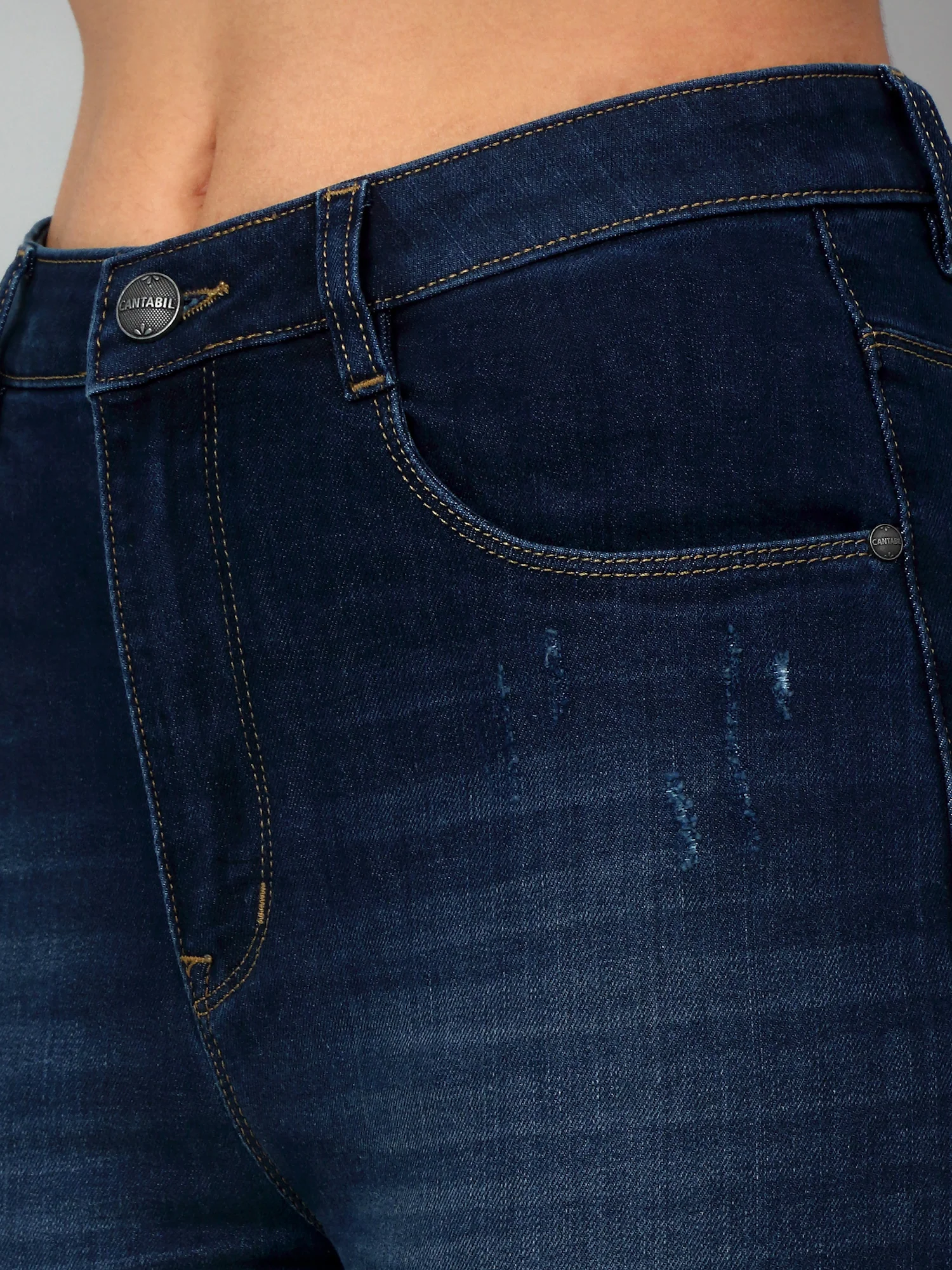 Women's Casual Straight Fit Mercerised Blue Light Fade High Rise Jeans - Image 5