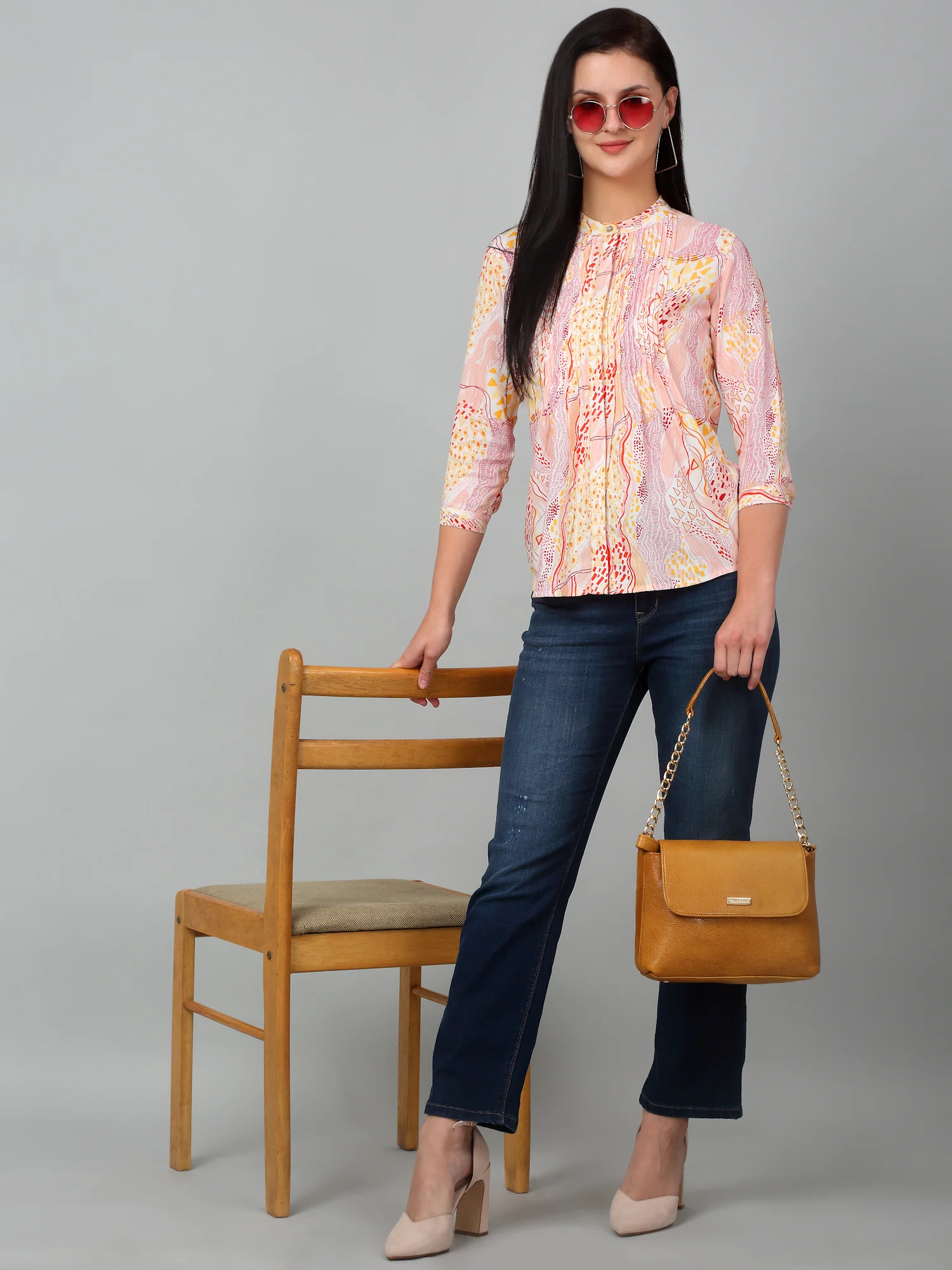 Women's Casual Straight Fit Mercerised Blue Light Fade High Rise Jeans - Image 6