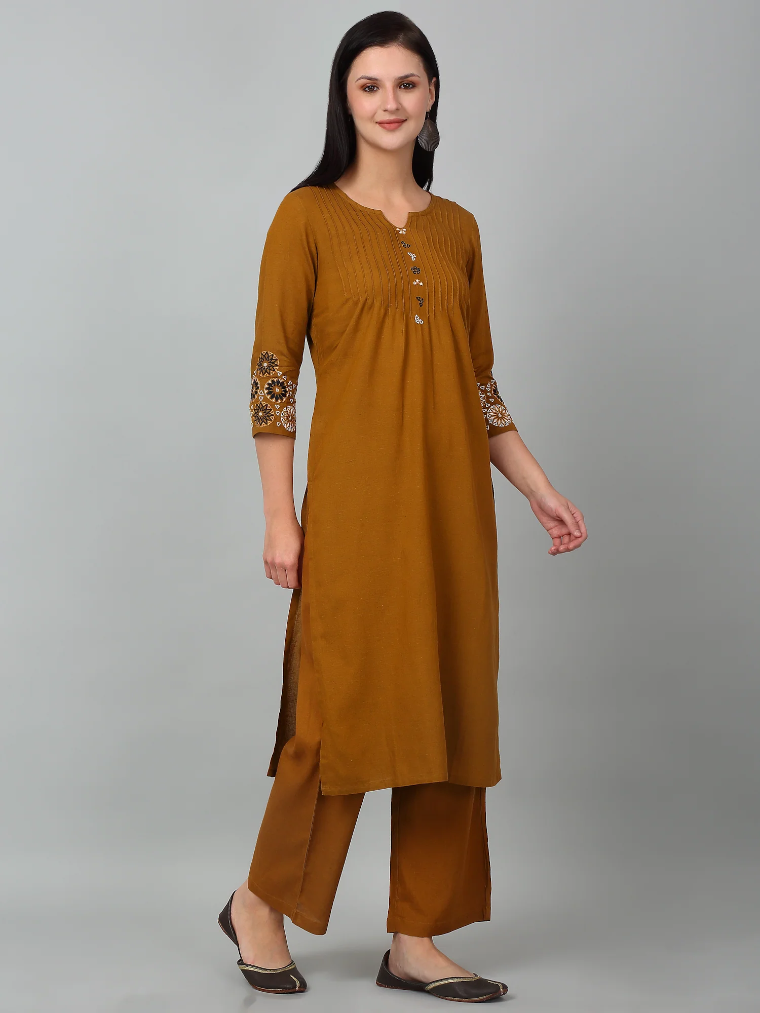 Women's Casual Brown Solid Palazzo Set - Image 3