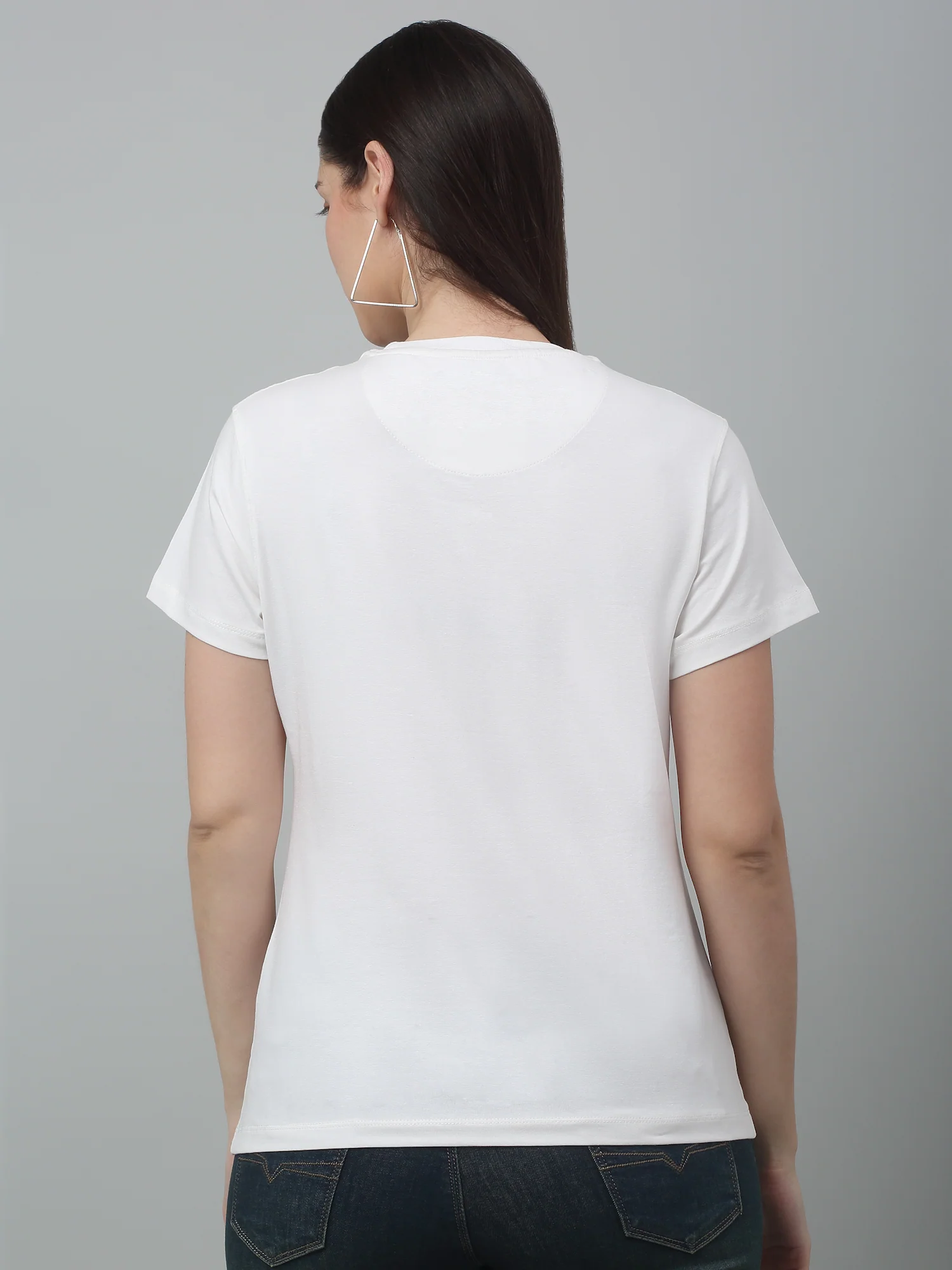 Women's Casual Regular Short Sleeve Cream Round neck Graphic Print T-Shirt - Image 2